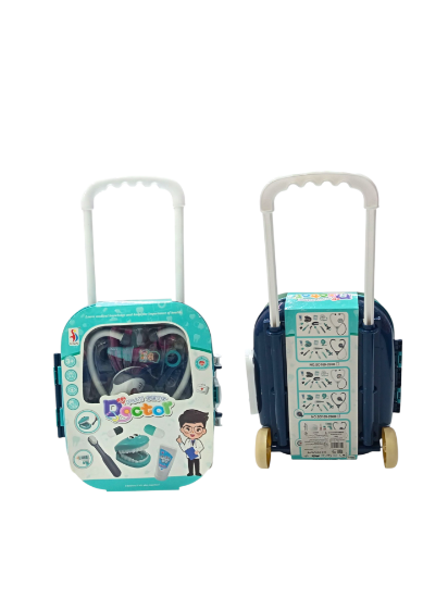 صورة مجموعة ألعاب الطبيب للأطفال أدوات طبية تظاهرية مثل سماعة الطبيب، وحقنة، وزجاجات دواء، وأدوات أسنان (فرشاة أسنان،